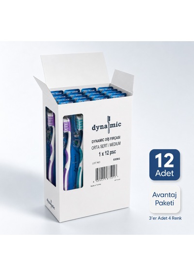 Dynamic Premium Care Medium Orta Diş Fırçası 12 Adet Tekli Ambalajlı Karışık Renk