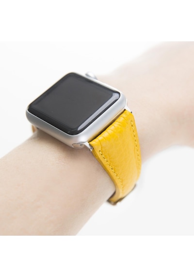 Bouletta Apple Uyumlu  Watch Ince Deri Kordon 38-40-41 MM Sarı