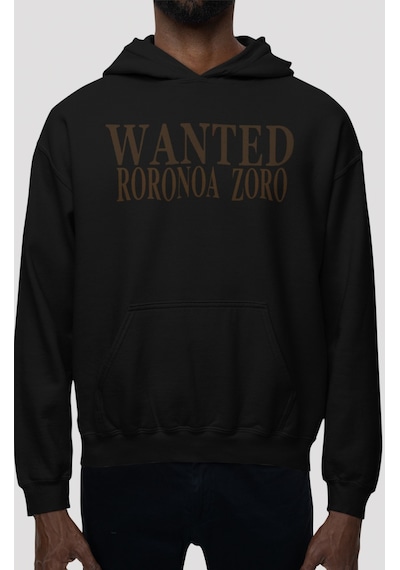 Sevbano Wanted Roronoa Zoro One Piece Anime Sırt Baskılı Unisex Oversize Siyah