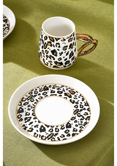 Karaca West 6 Kişilik Leopar Desenli Kahve Fincan Takımı 90 Ml Çok Renkli