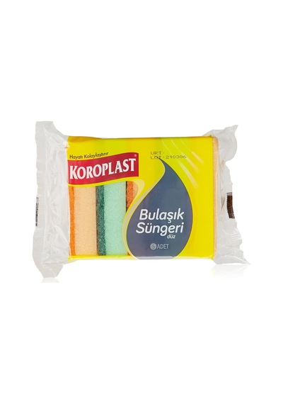 Koroplast Çift Taraflı Düz Bulaşık Süngeri 5'li, Çizik &amp İz Bırakmaz, Yağ Ve Leke Giderici Pratik Temizlik