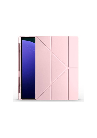 Galaxy Uyumlu  Tab S10 Ultra Kılıf Zprb Tri Folding Kalem Bölmeli Standlı Kılıf - Rose Gold Arka Kapak