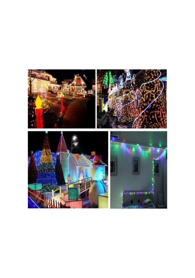 10 Mt 100 Led Işık Renkli Noel Yılbaşı Agaç Süsleme Led Süs 9 Fon Karışık