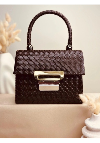 Elora Atelier Elora Örgü Desen Kahve Çanta Çok Renkli