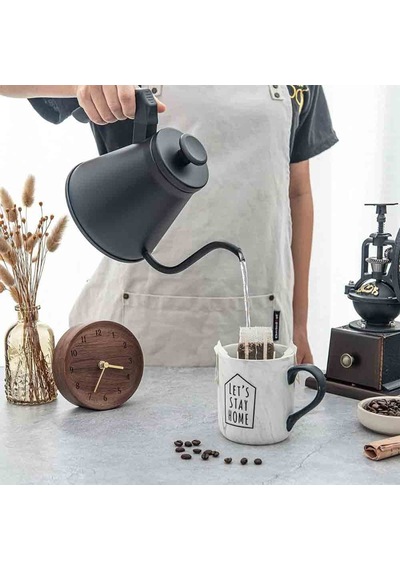Epinox Barista Kahve Gooseneck Kettle - Çelik Kahve Demleme Dripper Kettle - İndüksiyonlu - Paslanmaz Çelik - Siyah, Slim - 1200 Ml Sku: Smg8690010552488