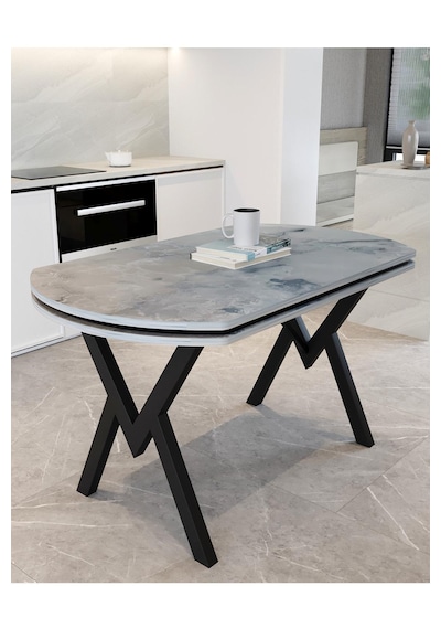 Avenza Living 70 120 Sabit Gofret Yemek Masası Gri - Mermer