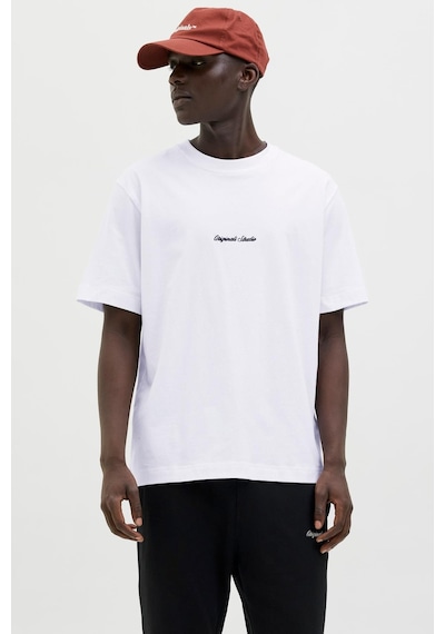 Jack & Jones Erkek Jornorrebro Emb Tee Ss Crew Neck Nakışlı Tişört Beyaz