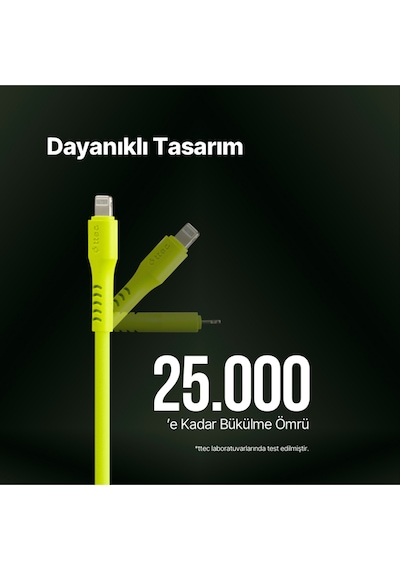 Ttec USB-C - Lightning Hızlı Şarj Kablosu 120 CM Neon Sarı