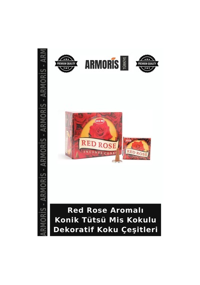 Red Rose Aromalı Konik Tütsü Mis Kokulu Dekoratif Koku Çeşitleri