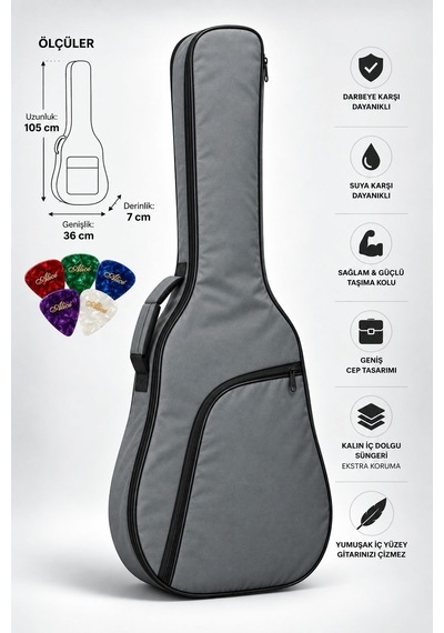 Yankı Egc-37gr Gri Elektro Gitar Kılıfı Kalın Pedli Suya Dayanıklı Softcase - 9057718277980