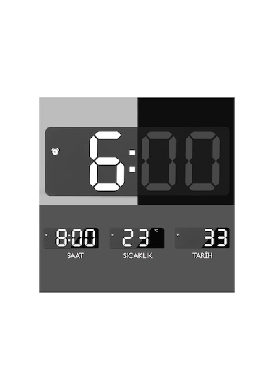 Modern Led Dijital Masa Saati Alarm Termometre Tarih Aynalı Masaüstü Saat Siyah Plastik Digital Diğer