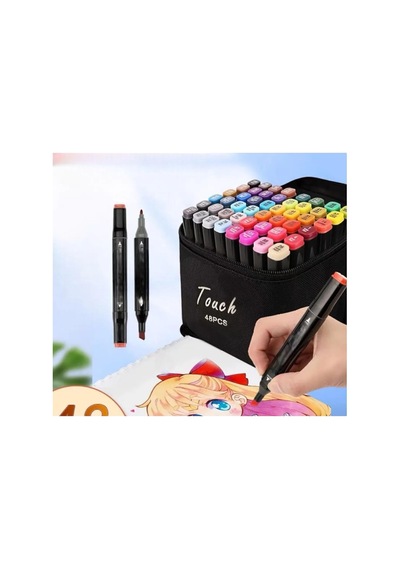 48li Profesyonel Art Marker Boya Kalem Seti, Çok Renkli, Çanta Hediyeli