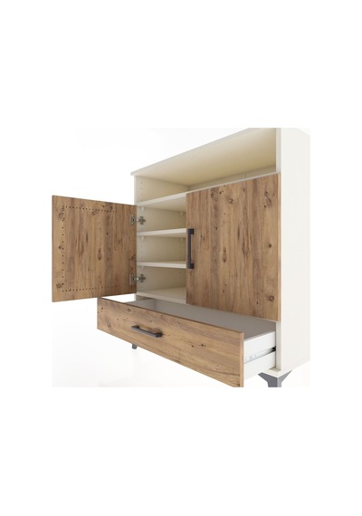 Hyperion Şifonyer 4 Raflı Tek Çekmeceli 2 Kapaklı 88x44x96 Aytaşı-çam Aytası