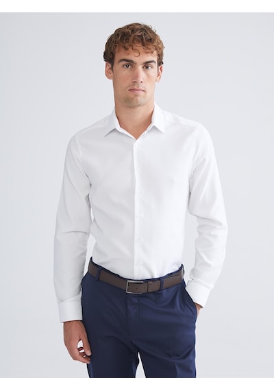 Lcw Busıness Beyaz Slim Fit Uzun Kollu Armürlü Erkek Gömlek