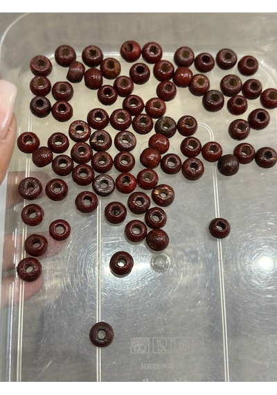 75 Adet 1 Cm Bambu Bordo Delikli Boncuk