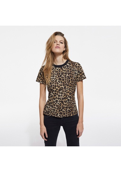 The Kooples Kadın Leopar Baskılı T-shırt Kahverengi