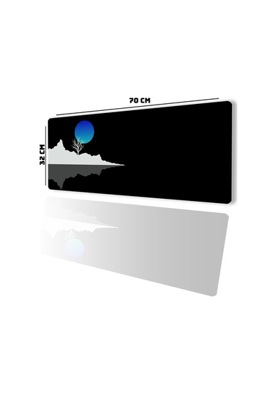 Sonictouch Mavi Ay Karanlık Ufuk Gamer Oyuncu Dikişsiz Sıvı Geçirmez Klavye Mouse Pad 32x70cm Mousepad