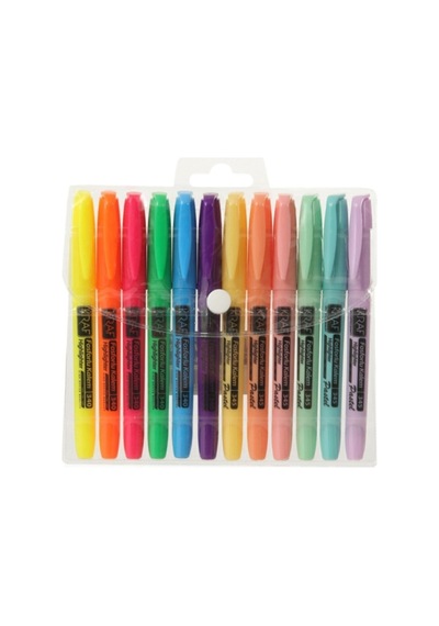 Fosforlu Kalem Tipi 340/345 12 Li 6 Pastel+6 Parlak Renk 12 Renk
