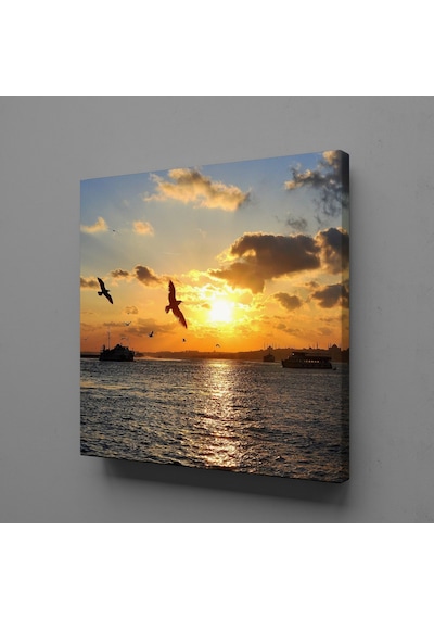 Gün Doğuşu Ve Batışı Kuşlar Kanvas Tablo 30x30cm