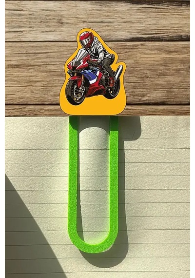 Motorcu Kasklı Kitap Ayracı