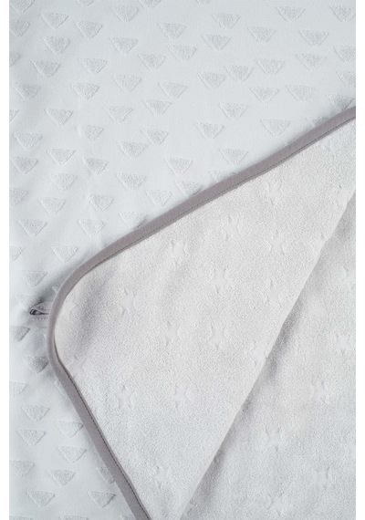 Çift Katlı Bebek Battaniyesi Üçgen Yıldız Desenli Yeşil 80X100 Cm - Yeşil