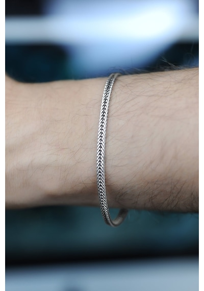 Encili Silver 925 Ayar Gümüş Örgü Model Bileklik
