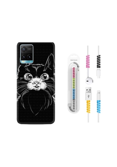 Vivo Y21 Kılıf Kablo Koruyuculu Komik Kedi 1863