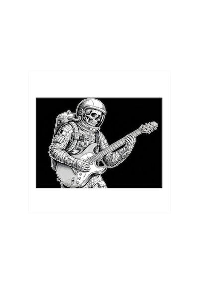 Elektrik Gitar Çalan İskelet Tasarım Mdf Tablo