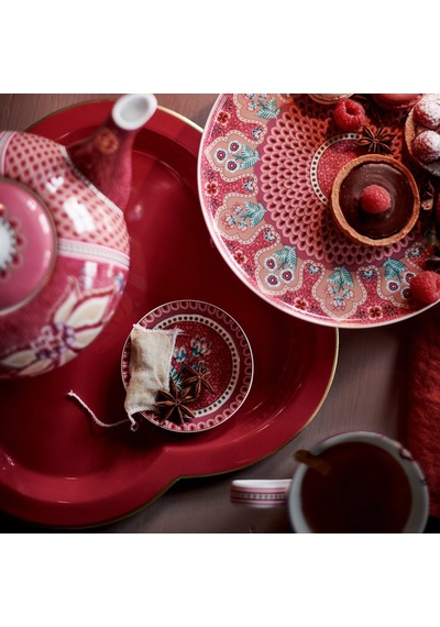 Kırmızı Porselen Çay Tabağı 9 Cm