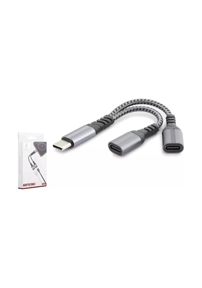 Hadron Gj-017 Type-c To 2x Type-c Dişi Çoklayıcı Kablo - 100w Pd Hızlı Şarj