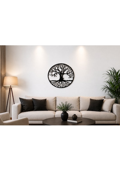 Hayat, Ağacı, Duvar, Dekoru, 50x30 Cm Siyah, Mdf, Lazer. Kesim Modern, Salon, Ve Ofis, Dekorasyonu
