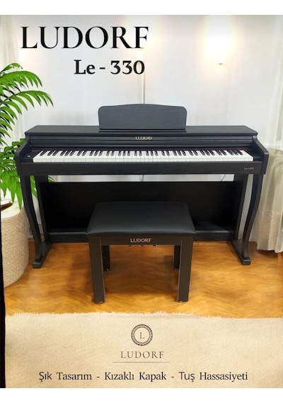 Ludorf Le 330 Siyah Profesyonel Dijital Piyano 88 Tuşlu Tuş Hassasiyetli +tabure / Kulaklık