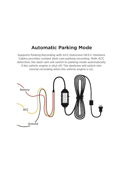 Viofo Hk3-c Araç Kamerası Için Type-c Park Modu Bağlantı Kiti Kab Çok Renkli