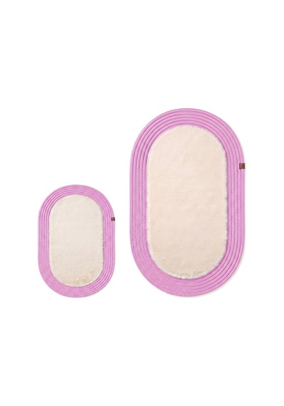 Banyo Paspası Takımı 60x100+40x60 Cm Düz Bej & Pembe