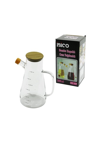 İbico İ22-149 Cam Yağdanlık 900ml Bambu Kapaklı & Ölçekli - 24'li Paket Diğer