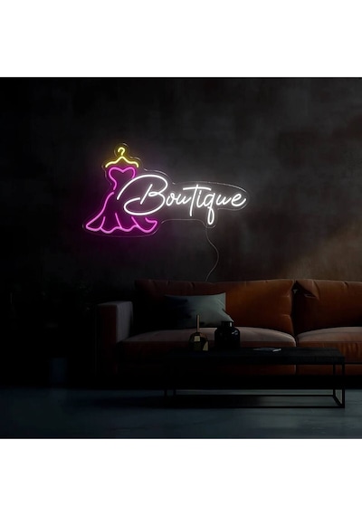 Boutigue Yazılı Ve Şekilli Neon Tabela Beyaz