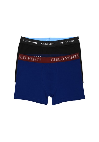 Cielo Venti Night Collection 2'li Organik Pamuk Erkek Boxer Siyah - Mavi