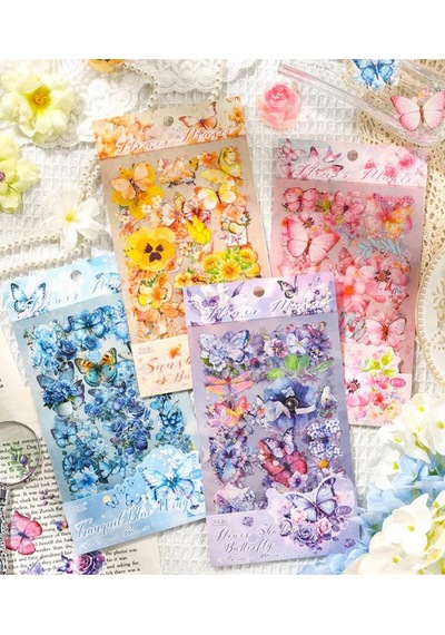 Kolbi Craft 4 Sayfa 70 Adet Şeffaf Sarı Kelebek Çiçek Sticker Bullet Journal Scrapbook Laptop Ajanda Planlayıcı 3 Adet Çok Renkli