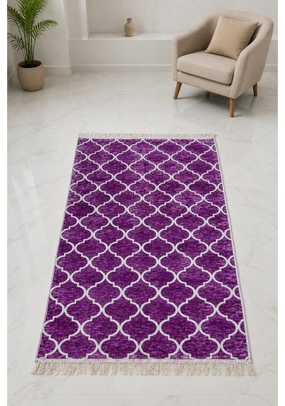 Kilim Paspas Çok Amaçlı Halı Makinede Yıkanabilir Toz Yapmaz Lila 2