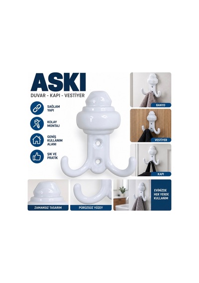 Banyo,vestiyer,dolap Askısı Beyaz - 922665392 Beyaz