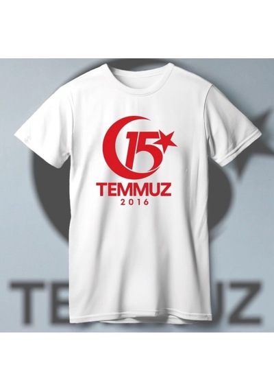 15 Temmuza Özel Tasarım 2016 Baskılı T-shirt - Beyaz