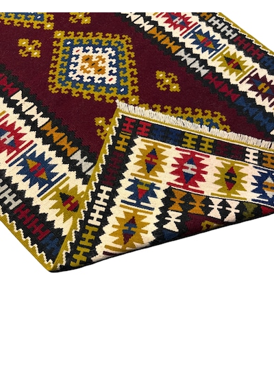 El Dokuma Sıfır Yahyalı Kilim 110x200 Kök Boya %100 Yün Yolluk Kilim Renkli