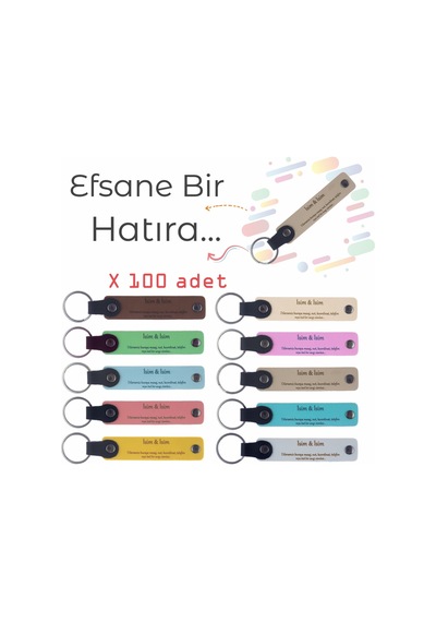 Bebeğinizin Bütün Partileri İçin, Onun Adı Yazılı, 100'lü, İsme Özel Deri Anahtarlık, Efsane Hediye