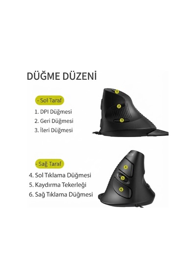 Delux M618gx Ergonomik Dikey 6 Tuşlu Kablosuz Optik Mouse