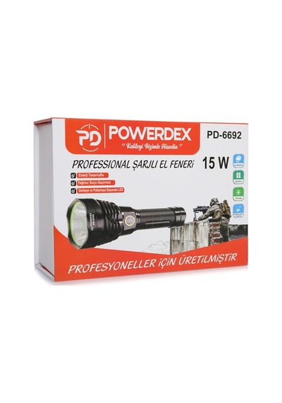 Güvenlik Lambası Seyahat Aracı Karanlık Yardımcısı Pd6692 15 Watt Şarjlı El Feneri Çok Renkli