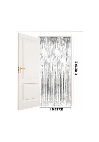 Gümüş Renk Ekstra Metalize Parlak Saçaklı Arka Fon Perde İthal A Kalite 1x2 Metre Bx40 Diğer