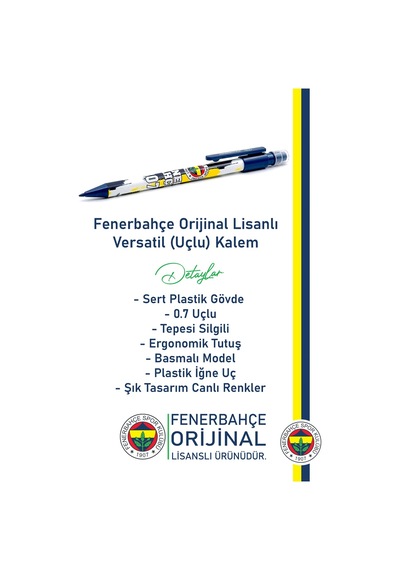 Fenerbahçe Lisanslı Versatil Uçlu Kalem 0.7 Ahşap Kutulu