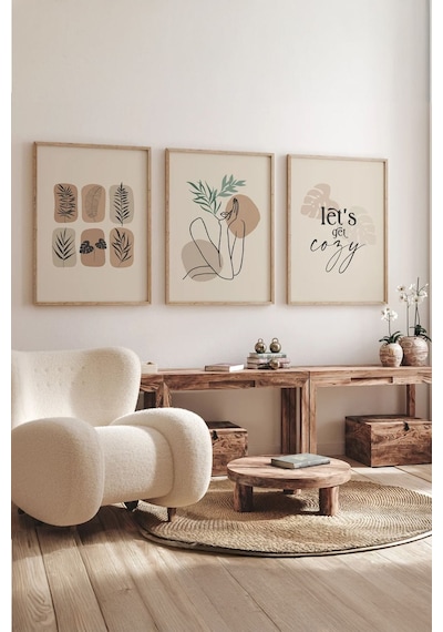 Artavessa Gerçek Ahşap Çerçeveli 3 Parça 3D Poster Tablo Seti - 3DARTSOHOSET26