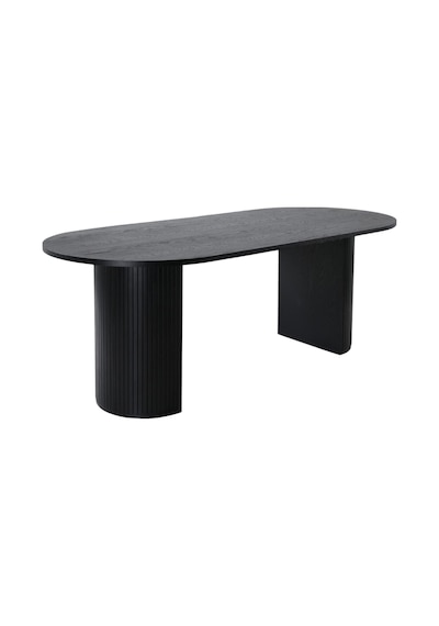 Zeno Oval Ahşap Bohem Yemek Masası 90x200 Siyah