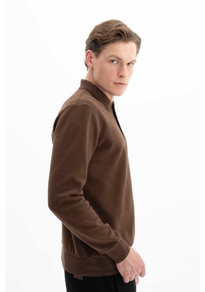 AR-MA Arma Erkek Regular Fit Kazak Selanik Kumaş Polo Yaka Düğmeli Sweatshirt Kazak 001